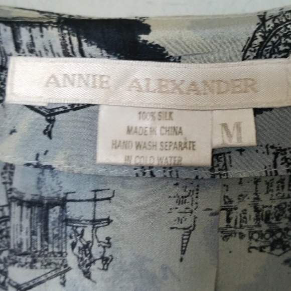 Annie Alexander vintage silk long sleeve button down blouse medium - Picture 3 of 8